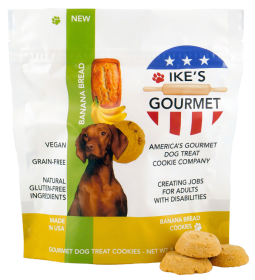 Ike's Gourmet Banana Bread Dog Treat Cookies - Real Fruit Shortbread Cookies Vegan and All-Natural Grain and Gluten Free Made in USA