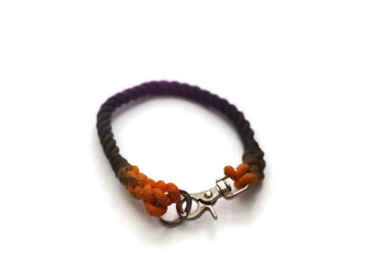 Rope Dog Collar (Color: Black, Orange, and Purple, size: 10 inches)