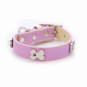 Bones Bling Dog Collar (Red, Pink) (Color: Pink, size: small)