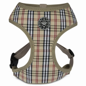 Brown Tartan Dog Harness (Color: Brown, size: small)