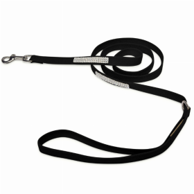 Susan Lanci Designs 3 Row Giltmore Crystals Leash (Color: black, size: 4 ft)