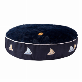 Halo Sailboat Round Dog Bed (Color: EC Navy, size: S)