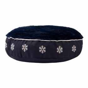 Halo Snowflake Round Dog Bed (Color: EC Navy, size: S)