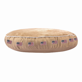 Halo American Flag Round Dog Bed (Color: Safari, size: S)