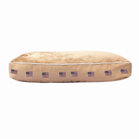 Halo American Flag Rectangular Dog Bed (Color: Safari, size: S)