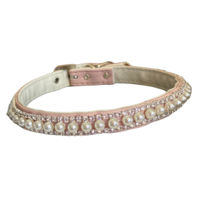 Pretty in Pink Pearl and Rhinestone Collar (Color: Pink, size: 10'')