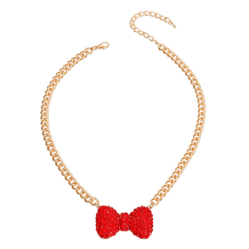 Red Bow Pendant Necklace (size: small)