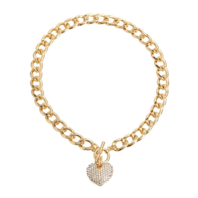 Heart Toggle Necklace (Color: gold)