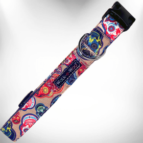 Day of the Dead - Dog Collars (Color: Day of the Dead, size: XS 5/8" width fits 8-12" neck)