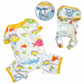 Knit Cotton Pajamas with Ocean Pals (Color: White, size: XS)