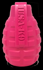 USA-K9 Puppy Grenade Durable Rubber Chew Toy & Treat Dispenser for Teething Pups (Color: Pink, size: medium)