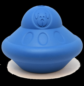 SN Flying Saucer Durable Rubber Chew Toy & Treat Dispenser (Color: Blue, size: medium)