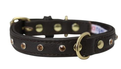 Athens Dog Collar by Angel Rhinestone Collar, 12" X 5/8", Chocolate Brown (Color: Chocolate Brown, size: Xsmall)