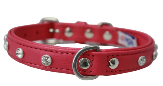 Athens Dog Collar by Angel Rhinestone Collar, 16" X 3/4"", Hot Pink (Color: Hot Pink, size: Small/Medium)