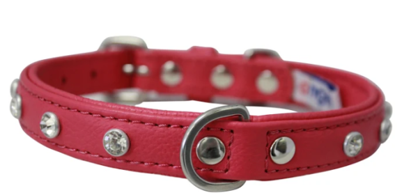 Athens Dog Collar by Angel Rhinestone Collar, 18" X 3/4"", Hot Pink (Color: Hot Pink, size: medium)