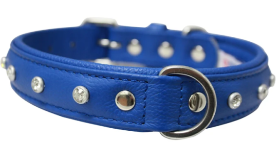 Athens Dog Collar by Angel Rhinestone Collar, 22" X 1", Cobalt Blue (Color: Cobalt Blue, size: large)