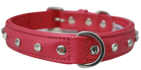 Athens Dog Collar by Angel Rhinestone Collar, 22" X 1"", Hot Pink (Color: Hot Pink, size: large)