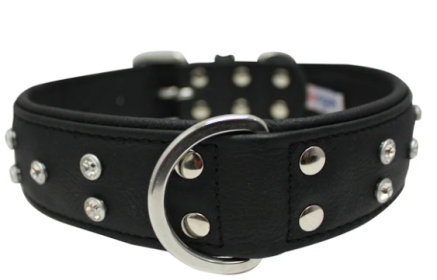 Athens Dog Collar by Angel Rhinestone Collar, 26" X 1.5", Midnight Black (Color: Midnight Black, size: Xlarge)