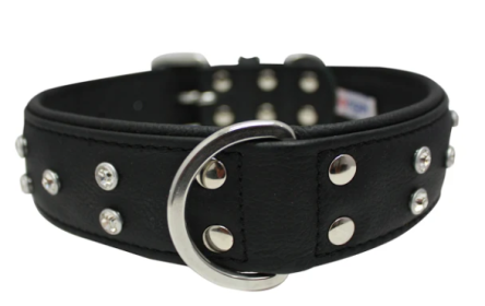 Athens Dog Collar by Angel Rhinestone Collar, 24" X 1.5", Midnight Black (Color: Midnight Black, size: Xlarge)