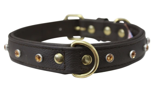 Athens Dog Collar by Angel Rhinestone Collar, 20" X 1", Chocolate Brown (Color: Chocolate Brown, size: Medium/Large)