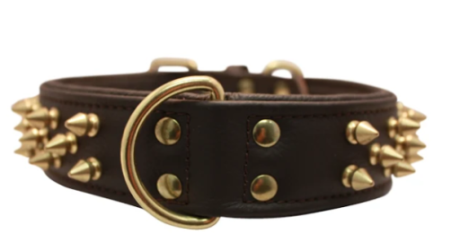 Amsterdam Dog Collar by Angel Multi Line Spiked Collar, 22" X 1.5" , Chocolate Brown (Color: Chocolate Brown, size: large)