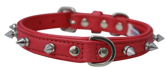 Rotterdam Spiked Dog Collar by Angel 16" X 3/4" , Hot Pink (Color: Hot Pink, size: Small/Medium)