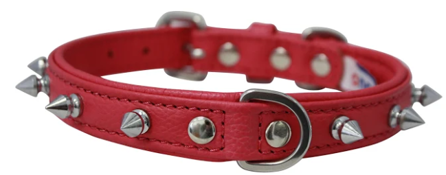 Rotterdam Spiked Dog Collar by Angel 18" X 3/4" , Hot Pink (Color: Hot Pink, size: medium)