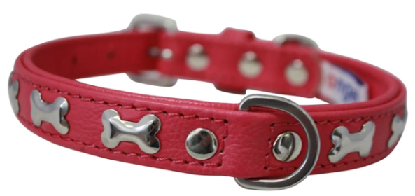 Rotterdam Bones Dog Collar by Angel 18" X 3/4" , Hot Pink (Color: Hot Pink, size: medium)