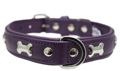 Rotterdam Bones Dog Collar by Angel 22" X 1" , Orchid Purple (Color: Orchid Purple, size: large)