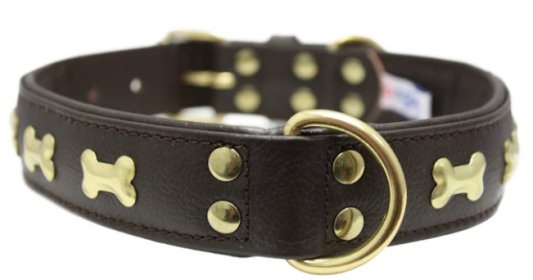 Rotterdam Bones Dog Collar by Angel 24" X 1.25" , Chocolate Brown (Color: Chocolate Brown, size: Xlarge)