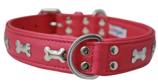 Rotterdam Bones Dog Collar by Angel 24" X 1.25" , Hot Pink (Color: Hot Pink, size: Xlarge)